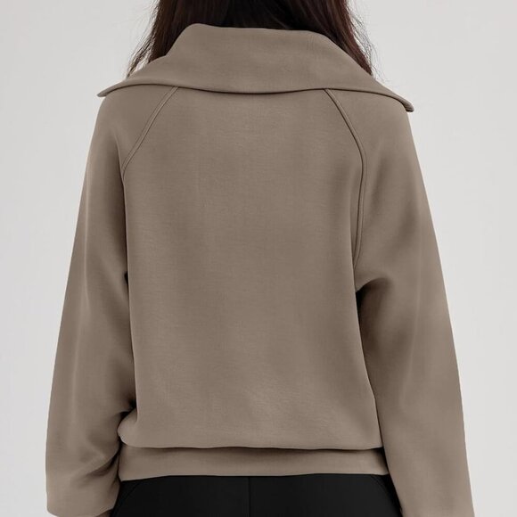 Womens Oversized Sweatshirts Half Zip Pullover Long Sleeve Quarter Zip Hoodies T - Picture 4 of 4